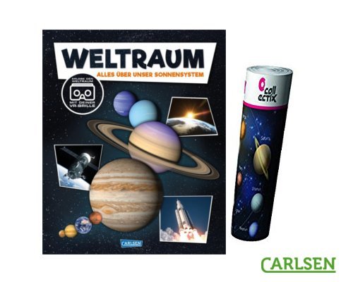 Preisvergleich Produktbild Carlsen Clever: Weltraum (Hardcover): Alles über Unser Sonnensystem. mit Virtual-Reality-Brille + Kinder Planeten Poster by Collectix