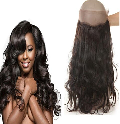 New 360 Lace Frontal Peruvian Body Wave Full Frontal Closure 22x4x2 Custom 360 Frontal Band Lace Frontal Hair Natural Hairline 1b Natural Black Free Shipping Free Part Design (8")