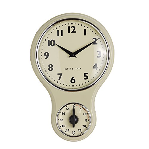 ProCook Retro-Wanduhr mit Timer, creme, dunkel