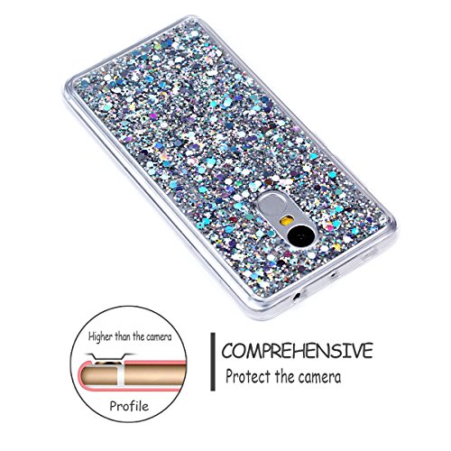 Funda Xiaomi Redmi Note 4  E-Lush Carcasa  Crystal  Bling Purpurina llamativa Silicona Funda Protectora Dura Anti-rasgu  o y a Prueba de Golpes Bumper  Semi-transparent Lentejuelas  Ligero Funda para Xiaomi Redmi Note 4