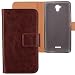 Produktbild Gukas PU Leder Tasche Hülle Für MEDION LIFE E5504 MD 99732 5.5" Handy Flip Design Brieftasche mit Karten Slots Schutz Protektiv Case Cover Etui Skin (Farbe: Braun)