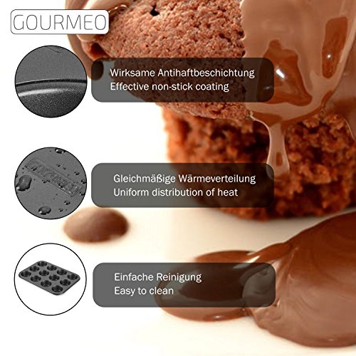 GOURMEO 12er Muffin-Form mit Antihaft-Wirkung | 2 Jahre Zufriedenheitsgarantie | Muffin-Backform, Cupcake-Form, Brownie-Form - 2