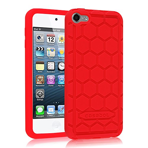 Preisvergleich Produktbild Fintie iPod Touch 6 Hülle - [Bienenstock Serie] Leichte Rutschfeste Stoßfeste Silikon Schutzhülle Tasche Case für Apple iPod Touch 6G 6. Generation 2015, Rot
