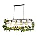 Produktbild IACON Nachahmung Pflanze lamp Pendelleuchten Hanfseil lampe Haengeleuchte Rechteck Pastoral/ Retro Industrielle Stil Leuchte Kreative Dekorative Kronleuchter Cafe Bar Restaurant Lampe Nordic eisene Lampe E27 4-Kopf