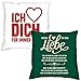 Produktbild Soreso Design Ich Liebe Dich & Warum ich Dich Liebe-:- Wunderschöne Liebes Kissen zum Valentinstag -:- Dekokissen im 2er Set -:- 40x40cm -:- komplett mit Füllung SD-KS-265