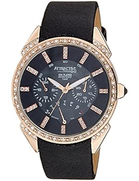 Q & Q Attractive by Citizen Damenuhr da77j102y Leder Glitzer Kristall