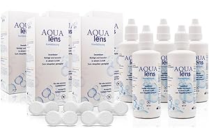 AQUA lens Kontaktlinsen Fluessigkeit Flight Pack - Reise-Set- 5x60 ml + 5 Behälter - Premium All-in-One Kombilösung für weiche Kontaktlinsen mit HPMC