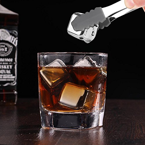 MVPOWER Whisky Steine Edelstahl Eiswürfel Whisky Eiswürfel Ice Cubes Set Whiskey Rocks Stones wiederverwendbaren Eiswürfel 8 Stück mit Klammer - 2