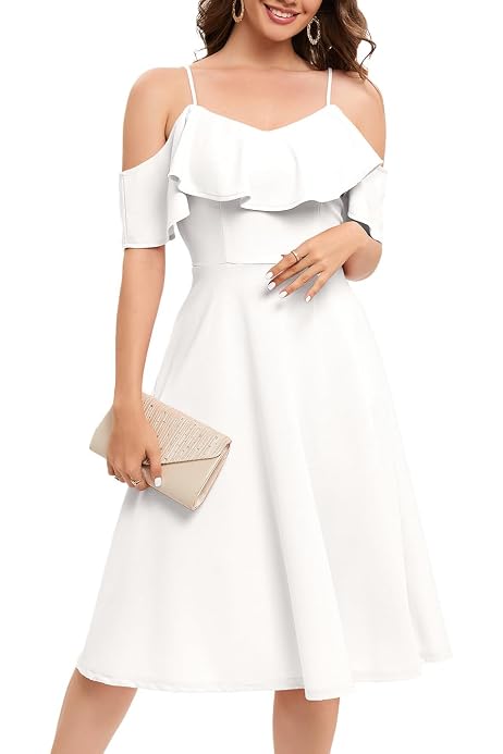 Robe Soirée Cocktail Femme Bbonlinedress - Style Vintage Halter - Jupe Asymétrique - 94% Nylon 6% Élasthanne