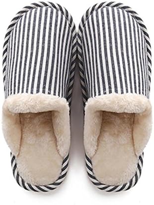 Warm winter plush slippers Indoor household non-slip cotton slippers Soft striped slippers Men and women , 002 , EU 42