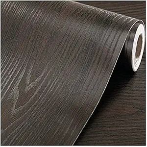 KRISHAV Enterprises Wall Stickers Black Wood Wallpaper Decal DIY PVC Self-Adhesive Wallpaper for Office, Home Decorative (2 x 4 Feet)