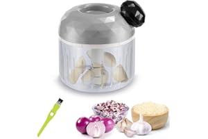 HOTLIKE Garlic Press Professional Kitchen Crusher, Food Chopper, Garlic Crusher, Garlic Mincer, Multi-Function Vegetable Chopper, Veg Cutter, Manual Chopper Garlic Ginger Onions Peppers Fruits Meat