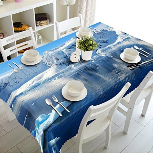 Dbtxwd 3D Tablecloth Snow Mountain natural scenery Polyester Printing Thickened Dust-proof Table Top Cover Kitchen Decoration Various Sizes , 1 , o