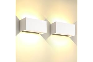 FUPE 2 Piezas 25W LED Aplique Pared Exterior Interior IP65 Impermeable Apliques de Exterior Lámpara de Pared Aluminio Moderno Blanco 3000k Luz Cálida, Ángulo de luz Ajustable, Fácil de instalar