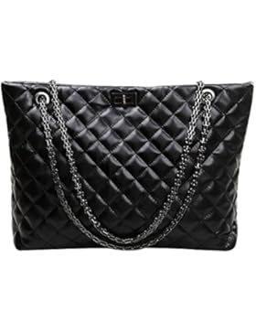 Damen Kettenhenkel Handtasche Schultertasche Tasche Large Umhängetasche Shopper Henkeltasche