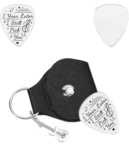 Porte-clés Médiator Acier Inoxydable Cadeau Musicien Porte-clés Médiator Guitare UNICRAFTALE - Acier Inox - Étui Cuir - Cadeau Musicien Guitar Pick