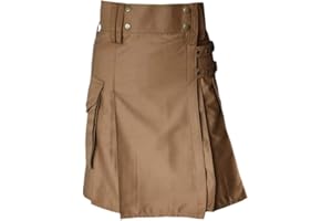 Tartanista Ladies 19" (49cm) Khaki Cotton Utility Length Kilt Skirt