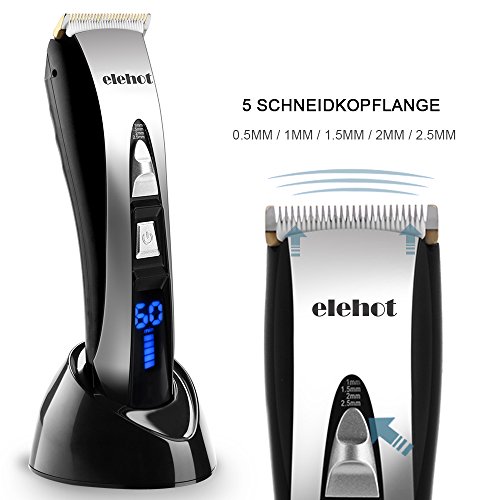 Elehot Surker Haartrimmer Haarschneider Profi-Haarschneidemaschine mit LED-Display und kabelloser Betrieb Netzteil elegant set - 4
