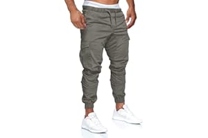 ORANDESIGNE Homme Pantalons Cargo Casual Sport Jogging Slim Fit Militaire Montagne Baggy Pantalon Multi Poches Grande Taille