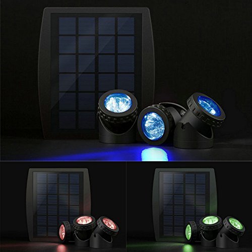 Keynice Solar LED Spot Leuchten mit Dämmerungssensor 3 GRB Spots nach IP68 wasserfest, Solarpanel versorgt und mit automatischer Schaltung für die Dekoration im Garten und andere Anwendungen - 8