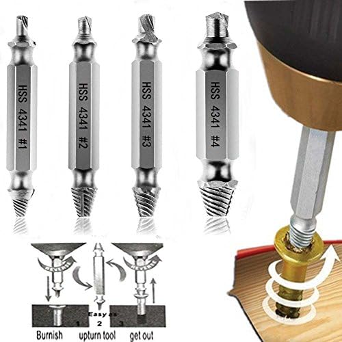 YOEEKU Screw Extractor Set to Remove Damaged Screws, Material: H.S.S. 4341 #, Degree of Hardness: 62-63 HRC