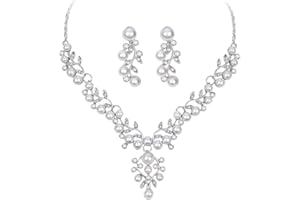 Cangall Jewellery Sets for Women, Necklace and Drop Earring Sets with Clear Crystal, Crystal Wedding Jewellery Set for Ladies Bride Bridesmaid, Women's Jewellery Set for Prom Engagements Parties