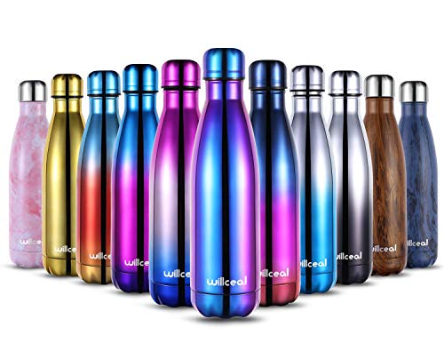 Willceal Stainless Steel Double Wall Vacuum Insulated Water Bottles 500ml, Leak Proof Keep Cold and Willceal Stainless Steel Double Wall Vacuum Insulated Water Bottles 500ml, Leak Proof Keep Cold and