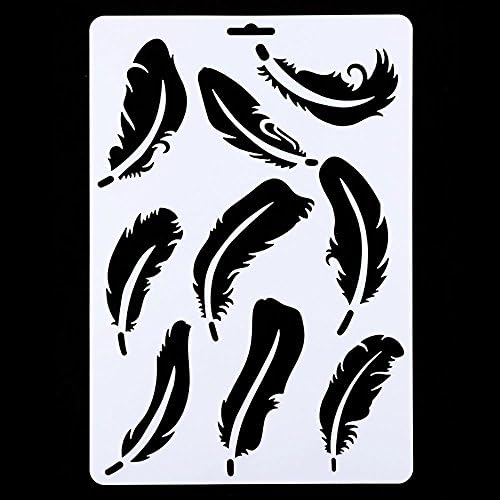 Naisicantar Hollow Feather Wall Painting Stencil Drawing Template Tool DIY Craft for Pigment Stamp Scrapbooking Card Making Home Furniture Decor