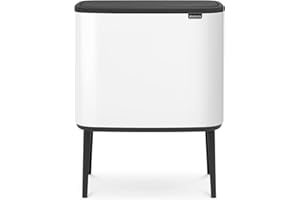 Brabantia - Bo Touch Bin 36L - Duży Kosz na Śmieci do Kuchni - Otwieranie Soft-Touch - Wyjmowane Wewnętrzne Wiadro - Antypoślizgowy - Dołączone Worki na Śmieci - White - 54 x 31 x 68 cm
