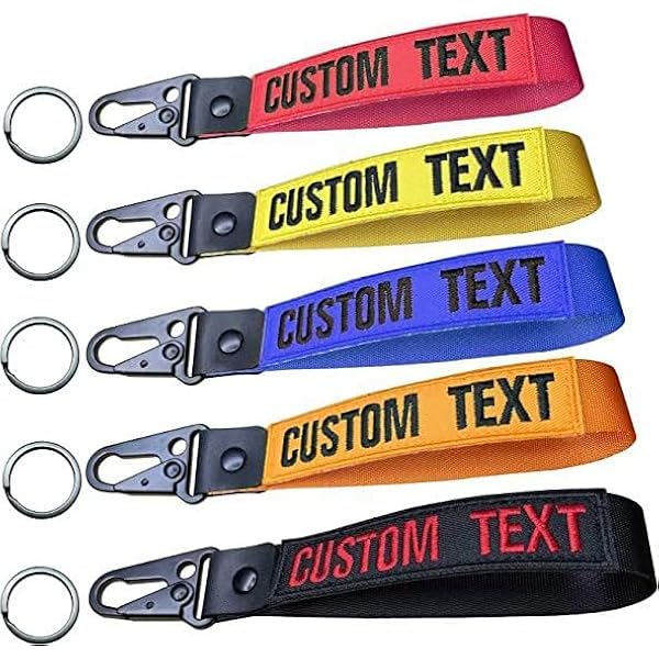 Porte-clé personnalisé en gros avec logo brodé, support de clé en tissu textile, lanière en polyester tissée, étiquette de bagages brodée, porte-clés
