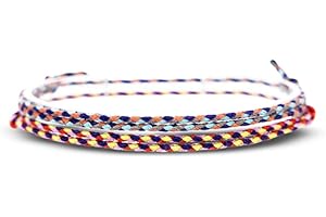 Made by Nami 2x Boho Surfer Anklet Unisex - Ankle Bracelet Set of 2 Women & Men - Handmade Beach Jewellery & Festival Accessories - Thin String Rope Anklet (Purple & Mutli)