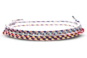 Made by Nami Conjunto de 2 Tobilleras Surferas Mujer y Hombre - Tobillera Fina Boho Hippie - Accesorios Festivales y Playa - Hechos a Mano - Resistente al Agua y Ajustable (Púrpura/multicolor)