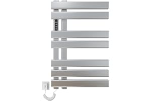 SKYLYZH Handtuchtrockner Heizkörper Silber Heizkörper Bad 450x720mm Handtuchhalter für Heizkörper 235W Kohlefaser Heizung mit Timing&Temperaturanpassung Energiesparender Sicherheit-Silver Left