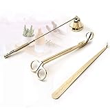 YURROAD 3PCS Candle Accessory Set, Candle Wick Trimmer, Candle Wick Dipper, Candle Snuffer - Gold