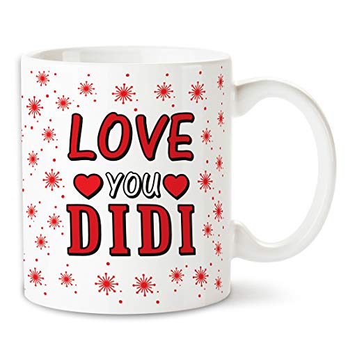 Bakhand Arts, Gift for Sister, Love You Didi Quote Printed White Coffee Mug Ceramic Designer 325 ml - Birthday Gift for Sister, Bhaidooj Gift, Special Day Gift for Sister