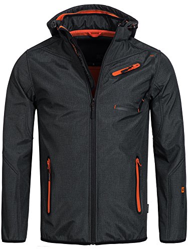 INDICODE Herren Jacke Softshelljacke Windbreaker Wetterschutzjacke Funktionsjacke mit Kapuze Winterjacke Regenjacke 50-062 Charcoal Mix L