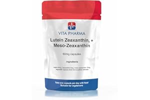 Lutein ZEAXANTHIN + Meso ZEAXANTHIN 60mg, 60 Capsules, 2 Months Supply, by VITA PHARMA, take one a Day, Quality UK Product. Buy Today for Fast DELIVERY