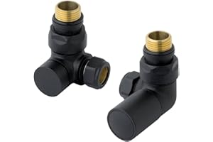 22.5 TEAM CONTROLS Team Controls Designer Matt Black Corner Angled Radiator Valves 15mm Pair Towel Rail Valve TC-RVCB