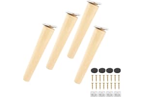 miuline Lot de 4 Pieds de Canapé Bois Massif, Pieds de Meubles pour Fauteuil, Table de Nuit, Armoire, Tiroir(20cm,Oblique)
