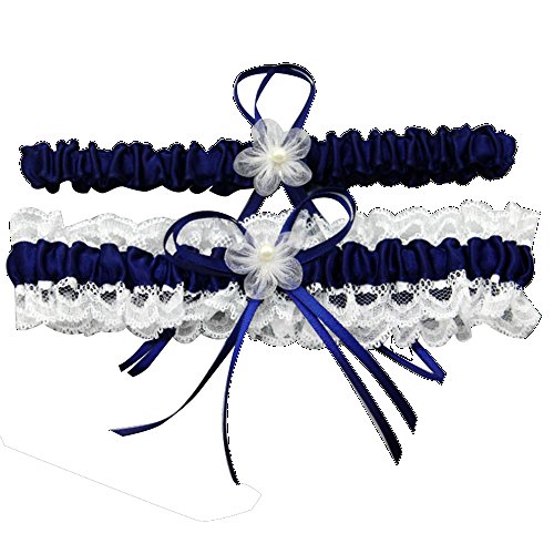awtlife Royal Blue Lace Hochzeit Strumpfbänder, mit Toss Away Flower Decor