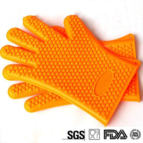 examen Gants en Silicone pour Barbecue Jade, Gants Anti-Brûlures À Haute Température, Gants en Silicone Orange, Gants De Four, Gants Isolants pour Four À Micro-Ondes