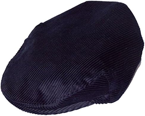 Henry Thomas Adult Unisex Classic Cord Country Style British Made Flat Cap Navy-Lrg-58cm
