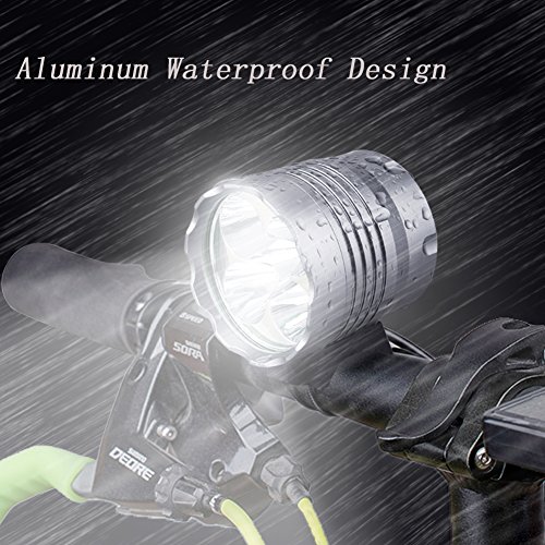 5*CREE XM-L T6 6000 Lumen LED aufladbare Fahrradlicht mit 6400mAh Batterie Frontlichter Kopfleuchte Doppelzweck Kopflichter Fahrradlampe vorne wasserdicht Kopflampe - 4