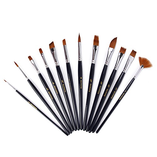 12 Assorted Größe Künstler Malerei Pinsel Set Flachpinsel - 6