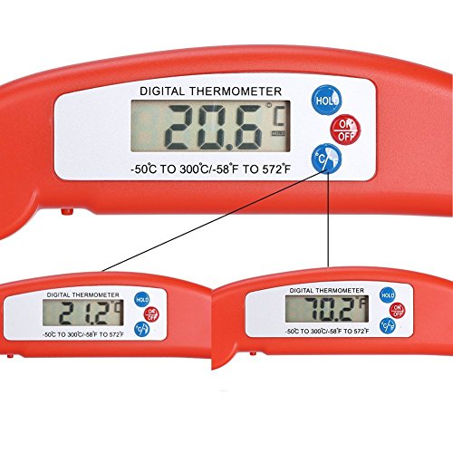 Digital Thermometer – TOOGOO(R) Digital Kueche Thermometer Temperaturmessgeraet Probe Tester mit LCD-Display Lebensmittel Essen und Trinken Getraenke Steak Grill Fleisch – Rot - 4