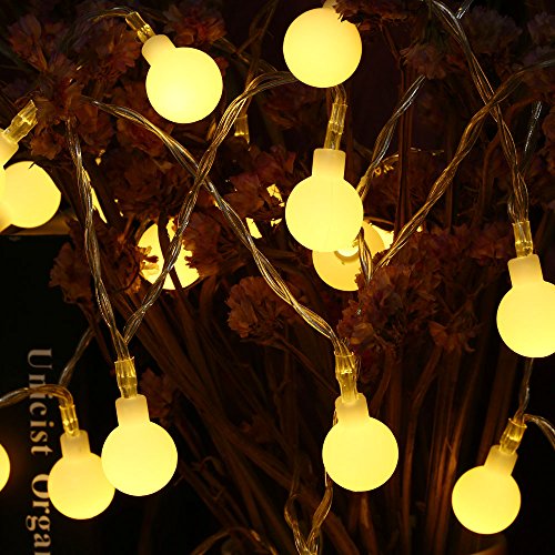 lederTEK LED Lichterkette Außen Batterie Kugel 5.3M 50 LED 8 Modi Außenlichterkette Batteriebetriebe Wasserdicht mit Fernbedienung Weihnachtsbeleuchtung Beleuchtung für Weihnachten, innen, Party, Hochzeit, Festen - 5