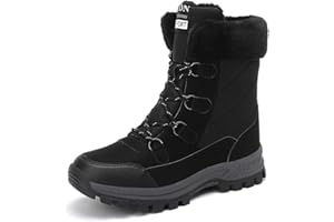 VERROL Bottes de neige pour femme Chaussures d'hiver doublées de fourrure Imperméables Antidérapantes Outdoor Bottes de randonnée mi-mollet Légères