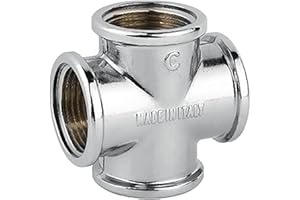 RIAT I 3 PIEZAS I cruceta I latón cromado I cruz de tubo I derivación I pieza en cruz I colector I racor I BSP I 4x rosca hembra I 4x H