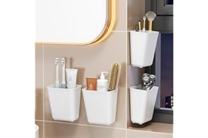 mauepersu 4 Stück Küchenschranktür-Aufbewahrungsbox,Selbstklebendes Wandmontierte Aufbewahrungsbox, Schrank/Badezimmer/Kühlschrank Kleine Gegenstände Organizer Aufbewahrungsbox