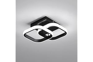 Comely Lámpara de Techo LED Moderna 24 W 2700 LM, 30 cm Plafón LED Negro 6500 K, Luz Blanca Fría para Dormitorio, Salón y Pasillo